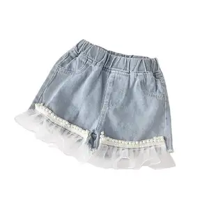 2021 estate all'ingrosso bambina pantaloni corti jeans pantaloni di pizzo