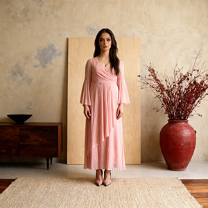 Abaya élégante en polyester brodé pour femmes musulmanes, robe de luxe sur mesure, fournisseur en gros - Product Image 1