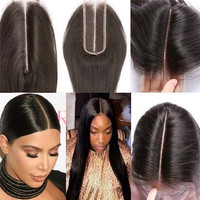 Venta al por mayor Kim K 2x6 Cierre de encaje suizo transparente 100% Cabello humano virgen brasileño Cierre de encaje Parte media profunda Cierre Kim K