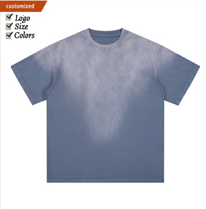 Camiseta de Manga Corta para Hombre, Corte Holgado, Teñida a Mano con Efecto Degradado, 100% Algodón, Tejido de Punto, Diseño Liso - Product Image 1