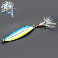 Matériel de pêche dur artificiel bionique coloré en Stock 8g 14g perche bar en métal cuillère paillettes avec crochet à plumes