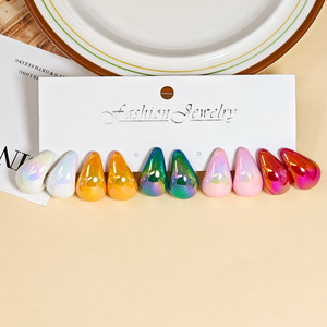 2025 Exquisite Trendy Fashion 30pcs Popular European American Personalized Water Droplet High-End Multi-Color Women's Earrings - Product Image 2