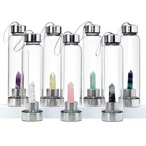 Bottiglia per Infusione di Cristallo di Quarzo Naturale <span class=keywords><strong>Gaia</strong></span> Aura - Flacone in Vetro Borosilicato da 550ml per Yoga, Meditazione e Guarigione dell'Anima - Product Image 3