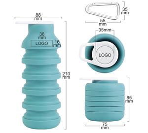 ขวดน้ำซิลิโคนพับได้ เกรดอาหาร ปลอดสาร BPA พร้อมฝาปิดกันรั่ว สำหรับกีฬากลางแจ้ง ท่องเที่ยว เดินป่า - Product Image 2