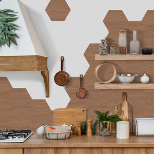Set di 10 <span class=keywords><strong>Adesivi</strong></span> <span class=keywords><strong>Murali</strong></span> Esagonali in PVC Autoadesivo Ispessito con Design Effetto Legno, Impermeabili per Decorazione Cucina e Soggiorno - Product Image 6