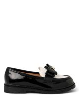 Mocassins pour filles style britannique tendance, avec nœud, noir et blanc, couleur unie, respirants, légers, quatre chaussures, directement de l'usine