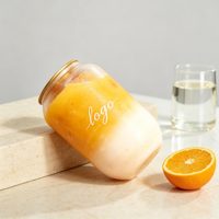 Boîtes en plastique transparent jetables avec logo personnalisé, 330/500 ml, avec couvercles en aluminium pour gâteaux, smoothies et thé au lait
