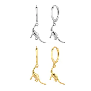 Boucles d'oreilles en forme de dinosaure pour femmes, bijoux Mini, drôles et mignonnes, en or, 18K, nouvelle collection 2022