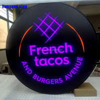Enseigne lumineuse ronde extérieure en acrylique et acier Hongsen, enseigne publicitaire 3D LED, enseigne de magasin