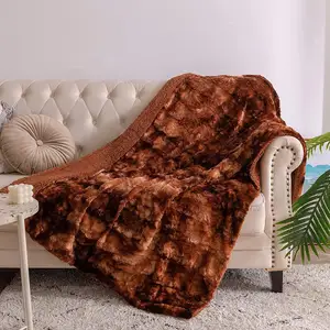 豪华人造毛皮和现代染色工艺环保优雅装饰聚酯夏尔巴毛毯