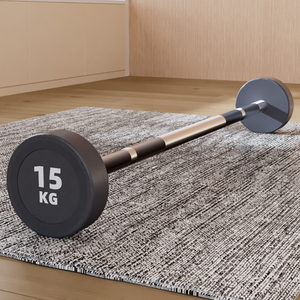 Juego de mancuernas de goma PU PVC con estante fijo para gimnasio 20kg 50kg pesas libres para levantamiento de pesas barras rectas y curvas - Product Image 4