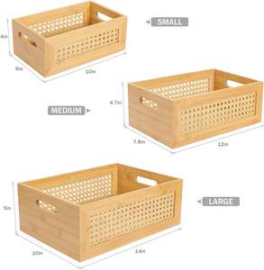 Caixa de armazenamento de vime com moldura de bambu natural, caixa de armazenamento de vime com alça, gaveta e escritório, decoração de mesa, armário de lavanderia, caixa de prateleira - Product Image 6