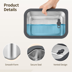 Airtight Stainless Steel Food <b>Storage</b> Soft Silicone Lid Leakproof <b>Kitchen</b> Fresh Keeping <b>Box</b> 160ml 650ml 1300ml for Home Use - Product Image 4