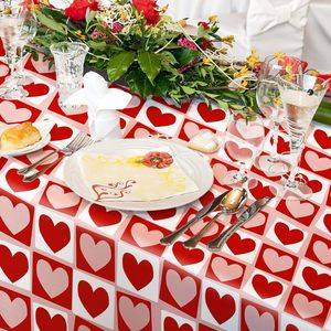 Nappe à motif cœur pour la Saint-Valentin, 137x274 cm, lavable, décorations de mariage - Product Image 4