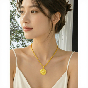 Collier pendentif fleur en cuivre plaqué or 24 carats, chaîne fouet, bijou unisexe, cadeau, OR - Product Image 3