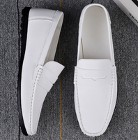 Mocassins Homme Dreamy Stark en Cuir Microfibre Souple et Creux, Blanc et Noir, à Enfiler, Doublure en Maille, Semelle Intérieure EVA, Idéals pour l'Été et Toutes Saisons