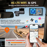 Caméra embarquée 4G double objectif avec surveillance à distance en temps réel, suivi GPS WiFi, stockage cloud, radar, surveillance de stationnement et enregistreur vidéo de voiture 1080P