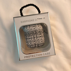 Étui de protection de luxe en cuir PU tressé dégradé, étanche et anti-rayures avec mousqueton pour écouteurs de la série - Product Image 5