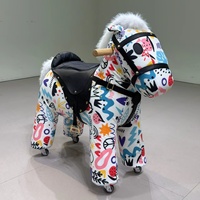 Tabouret Selle en Tissu, Chaise Cheval en Bois Créative, Jouet d'Anniversaire et Décoration d'Intérieur pour Enfants et Salon