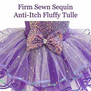 Costume da Ballo Jazz Rosso per Bambine, Abito Tutu con Paillettes a Cuore, <span class=keywords><strong>Gonna</strong></span> in Tulle Glitterata a Strati per Natale e Spettacoli - Product Image 3