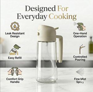 2 In1 Oil Sprayer and Dispenser <b>Bottle</b> 470ml Glass Olive Oil Mister for Air Fryer Salad BBQ and Kitchen Cooking - Product Image 3
