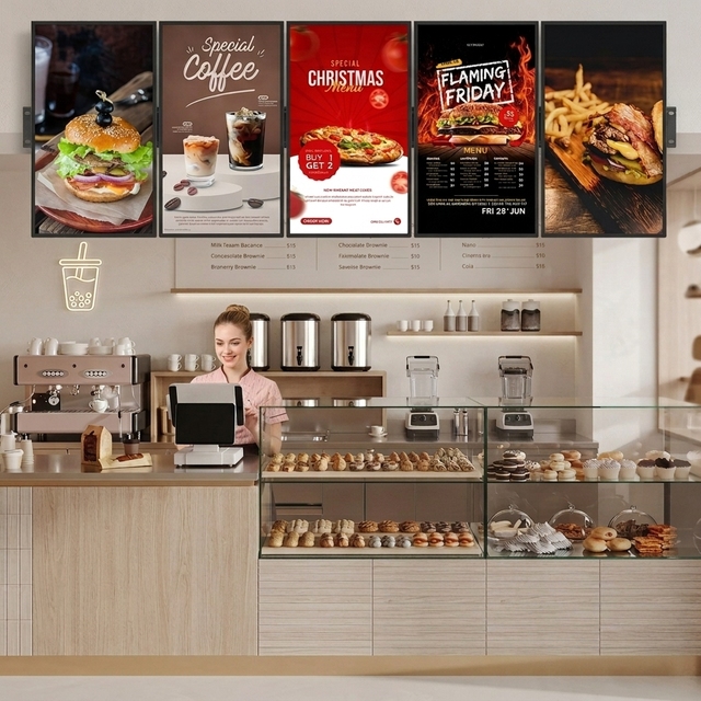 Milk Tea Shop Lcd Digital Signage 43 55Inch Electronic Poster Advertising Smart Hanging Wall-mounted Display Interactive Screen