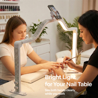 Lampe de table pliable 48W pour salon de manucure, lampe LED pour table de manucure avec support pour téléphone