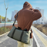 Sac de voyage unisexe décontracté, simple, léger, en velours, avec fermeture éclair, imperméable, pliable, 20-35L, grande capacité, pour les voyages courts, bagage à main, étanche