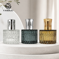 Lampe à parfum en verre texturé transparent de 250 ml avec capuchon en métal argenté, brûleur catalytique d'huiles essentielles, diffuseur d'aromathérapie pour la maison