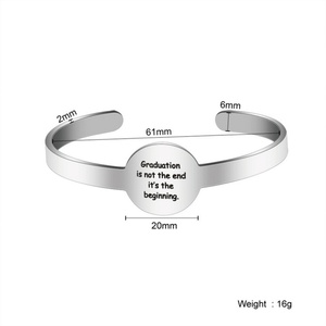 New Design Graduation Gift Friendship Bracelet Stainless Steel <b>Engraved</b> Open Cuff Bracelet <b>Bangles</b> - Product Image 6