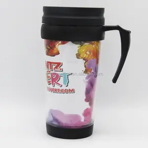 Taza de café de plástico con doble pared, taza de viaje con mango intercambiable al vacío