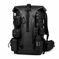 Sac à dos de randonnée imperméable 1000D robuste avec système MOLLE, fermeture roll-top, pour camping en extérieur, avec système d'hydratation OEM ODM