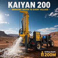 Foreuse mobile pour puits d'eau montée sur remorque KY200, pneus pneumatiques à quatre roues, profondeur de forage 200 m
