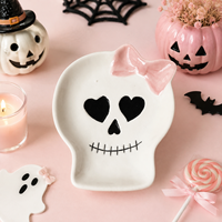 Assiette fantôme en céramique pour Halloween, plat de service décoratif, assiette chapeau de sorcière mignonne pour fête, dessert, décoration de table à la maison