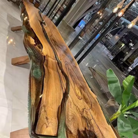 Table de salle à manger de cuisine en bois de noyer massif avec résine époxy rivière, fabrication directe d'usine de meubles pour la maison, logo gratuit
