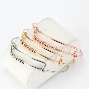 Bracciale Unisex in Acciaio Inox <span class=keywords><strong>con</strong></span> <span class=keywords><strong>Filo</strong></span> Avvolto da 1,5mm, Regolabile, <span class=keywords><strong>con</strong></span> Perline, per Uomo e Donna - Product Image 4