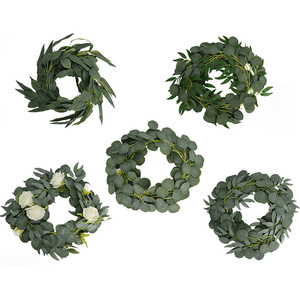 Guirnalda de Eucalipto Artificial de 100cm/200cm, Flor de Seda para Decoración de Bodas, Ramo de Hojas Verdes Redondas Entrelazadas - Product Image 2