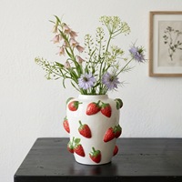 Vase de table en céramique rouge fraise, parfait pour l'exposition de fruits, style nordique, idéal pour la décoration intérieure, anniversaire, chambre, entrée