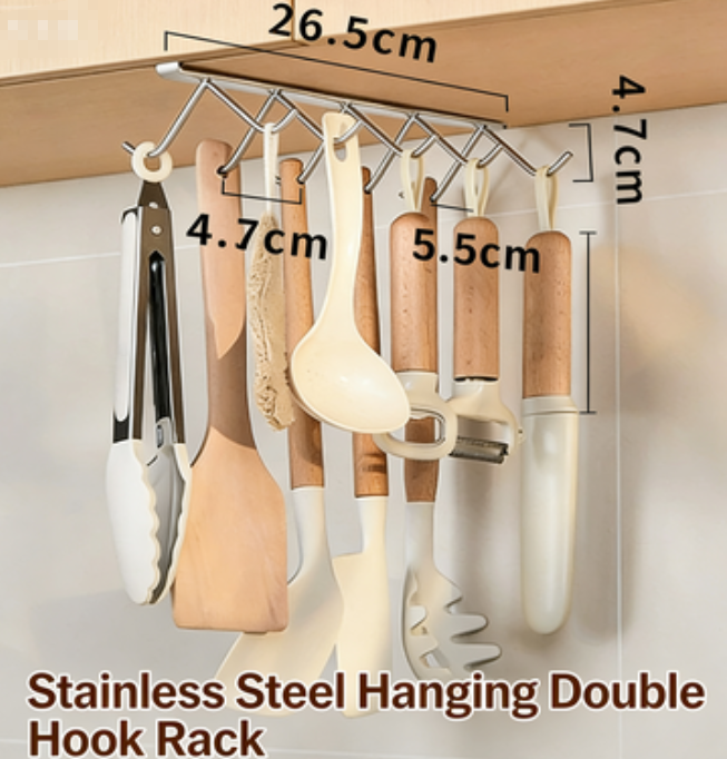 Double row hook [Stainless steel color] 10 hooks