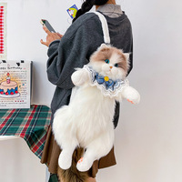 Sac à dos chat en peluche mignon et populaire, modèle chat à trois fleurs, pour fille - Vente chaude