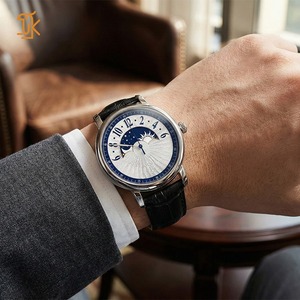 Montres mécaniques de luxe pour hommes avec logo personnalisé OEM, cadran guilloché, affichage 24 heures, affichage des phases de lune, montres automatiques - Product Image 2