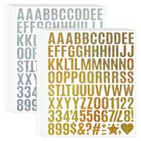 Autocollants lettres adhésifs en vinyle style nordique, police épaisse, paillettes or et argent, imperméables, résistants à l'huile et aux rayures