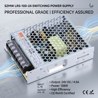 SZMW LRS-100-24 Alimentation à découpage (SMPS) ultra-plate à tension universelle et sortie unique pour bandes LED, enseignes, éclairage paysager et projets d'éclairage commercial