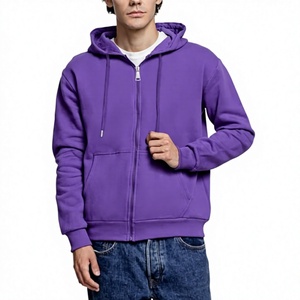 Sweat-shirt zippé pour homme, coupe classique, couleur unie, décontracté, pour l'automne, 100 % coton tissé, écologique et respirant - Product Image 1