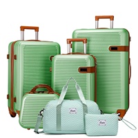 Valise à roulettes en ABS six pièces avec roulettes pivotantes et fermeture éclair anti-explosion, bagage léger
