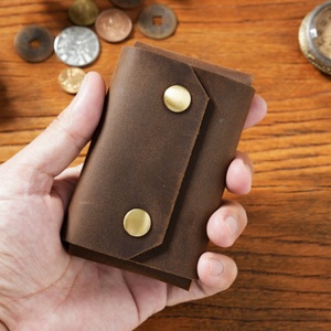 Large Capacity Retro Business Card Box Men's Short New Crazy Horse Leather Portable Multifunctional Card Holder - Product Image 5