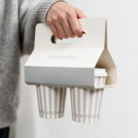 Maßgefertigte Weiße Umweltfreundliche 2-Tassen-Kaffee-Tragetasche aus Papier mit Griff für Café-Getränke zum Mitnehmen
