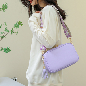 Groothandel Custom Dames Baby Blauw Roze Pu Lederen Schoudertas Gitaar Strap Crossbody Tas Met Kwastje - Product Image 6