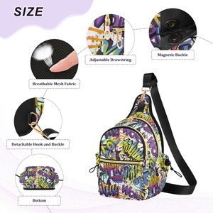 Hip-Hop <b>Small</b> Casual Men Sling Backpack <b>Chest</b> Bag Custom Print Fanny Pack Graffiti Crossbody Sling Bag with Adjustable Strap - Product Image 3