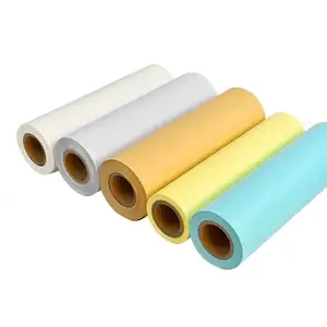 ขนาดที่กําหนดเอง 38g-120g สีขาวสีเหลืองสีฟ้าซิลิโคนเคลือบ Glassine ออกตัวอย่างกระดาษพร้อมวัสดุรีไซเคิลม้วนจัมโบ้